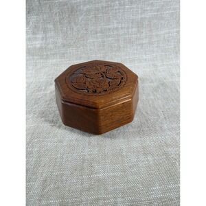 Vintage Wooden Music Box "Yesterday" Lasercraft Carved Floral Jewelry Box